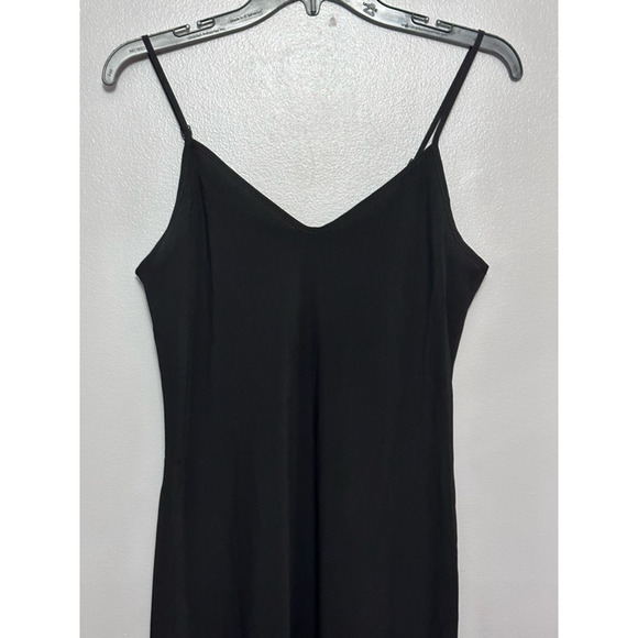 Allsaints Slip Dress Women's 00 Black Solid Knee Length V Neck Minimalist New - Picture 3 of 9